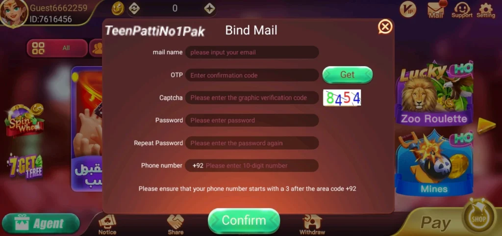 Create Account In 3 Patti No1 GAME