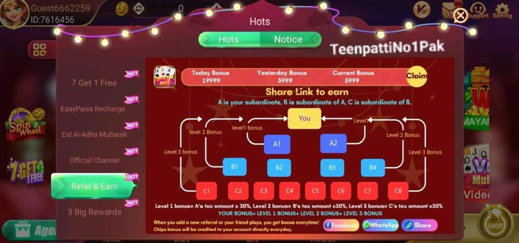 Teen Patti No1 Agent Bonus